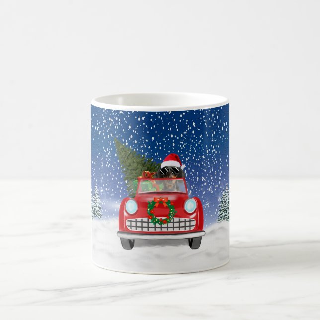 Caneca De Café Cachorro Dachshund Dirigindo Carro Na Neve Natal (Centro)