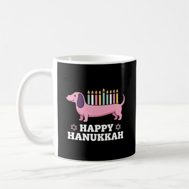 Caneca De Café Cachorro Dachshund Feliz Hanukkah (Esquerda)