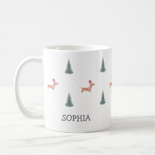 Caneca De Café Cachorro Dachshund Natal