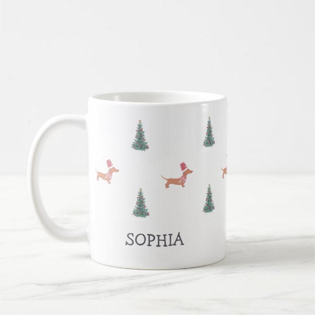 Caneca De Café Cachorro Dachshund Natal (Esquerda)