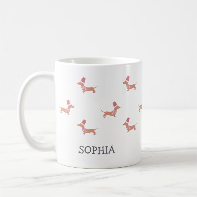 Caneca De Café Cachorro Dachshund Natal (Esquerda)