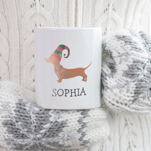 Caneca De Café Cachorro Dachshund Natal