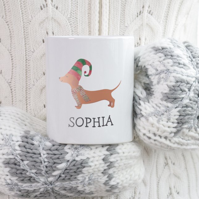 Caneca De Café Cachorro Dachshund Natal (Merry Christmas Simple Modern Dachshund Dog Coffee Mug
)