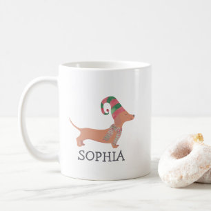 Caneca De Café Cachorro Dachshund Natal