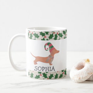 Caneca De Café Cachorro Dachshund Natal