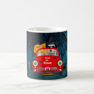 Caneca De Café Cachorro Dálmata Dirigindo Carro Assustador no Hal
