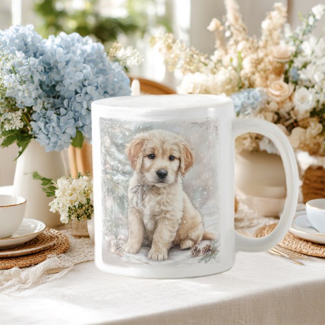Caneca De Café Cachorro de Ano Novo e neve (Criador carregado)