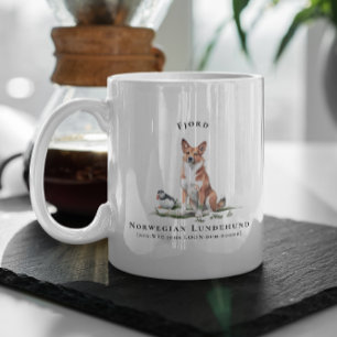 Caneca De Café Cachorro de Aquarela Norwegian Lundehund Monogra