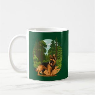 Caneca De Café Cachorro de Aventura na Floresta Pastor Alemão