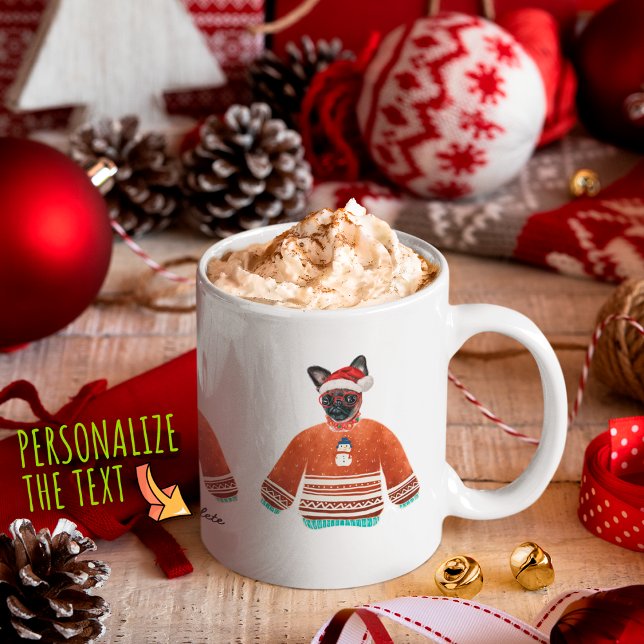 Caneca De Café Cachorro de Bruxelas Vestindo Suéter Feio Presente (Criador carregado)