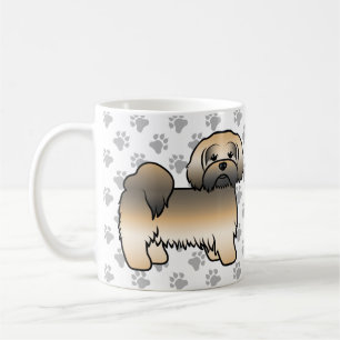 Caneca De Café Cachorro de Cartoon Dourado Lhasa Apso
