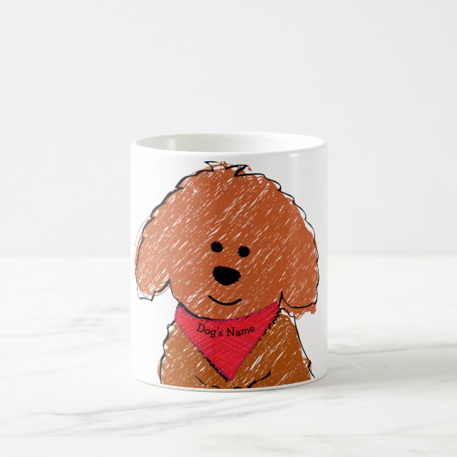 Caneca De Café Cachorro de Cartoon Vermelho de Cartoon Personaliz (Centro)