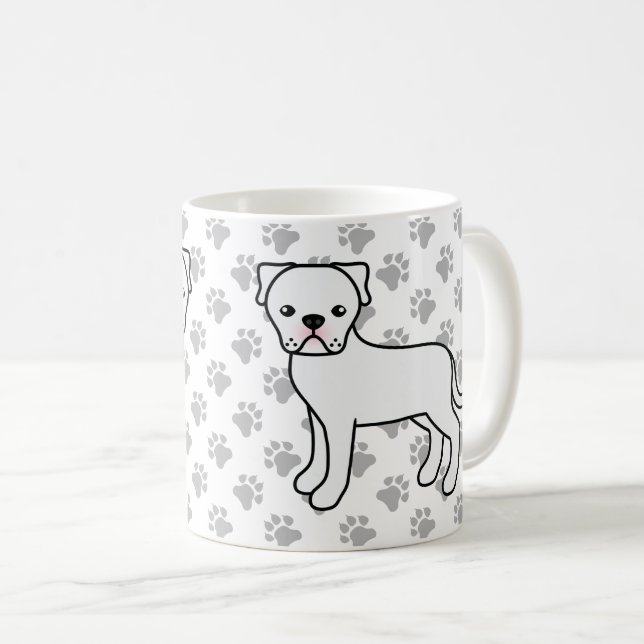 Caneca De Café Cachorro de Cartoon White American Buldot (Frente Esquerda)