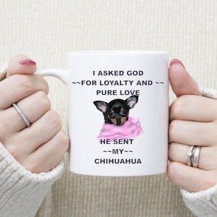 Caneca De Café Cachorro de Chihuahua Preto e Castanho Monogramado