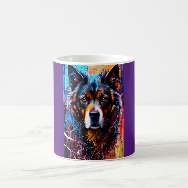 Caneca De Café Cachorro de cores abstratas respingadas (Centro)