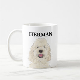 Caneca De Café Cachorro de Creme Branco Personalizado