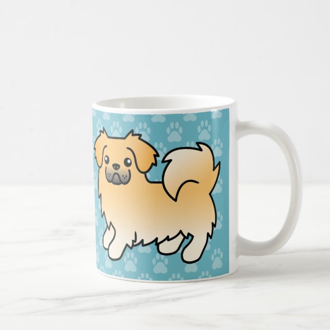 Caneca De Café Cachorro de desenho animado Fawn Tibetan Spaniel (Direita)