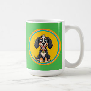 Caneca De Café Cachorro de Desenho Animado Feliz em uma Moldura C