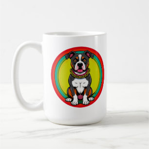 Caneca De Café Cachorro de Desenho Animado Fofo com Coleira