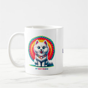 Caneca De Café Cachorro de Desenho Animado Fofo com Fundo Artísti