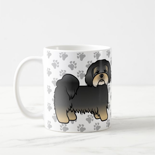 Caneca De Café Cachorro De Desenho Animado Fofo Lhasa Apso Preto  (Esquerda)