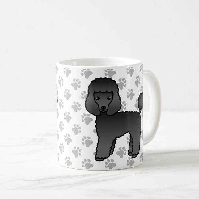 Caneca De Café Cachorro de desenho animado fofo Poodle Toy preto (Frente Esquerda)