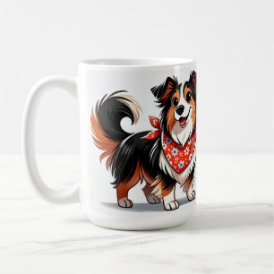 Caneca De Café Cachorro de Desenho Animado Fofo Usando um Bandana