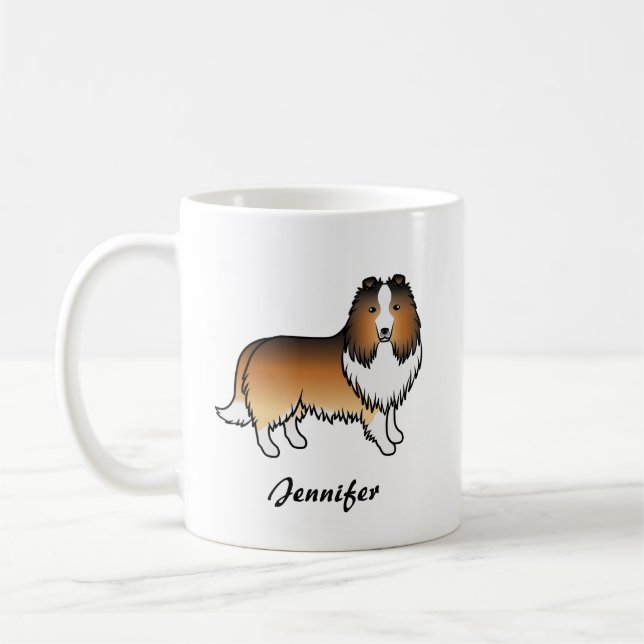 Caneca De Café Cachorro de desenho animado Sable Shetland Sheepdo (Esquerda)