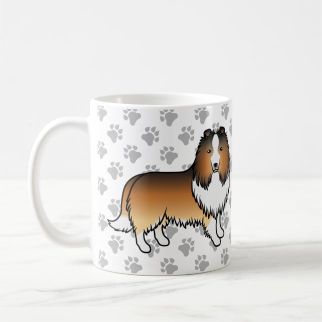 Caneca De Café Cachorro de desenho animado Sable Shetland Sheepdo (Esquerda)