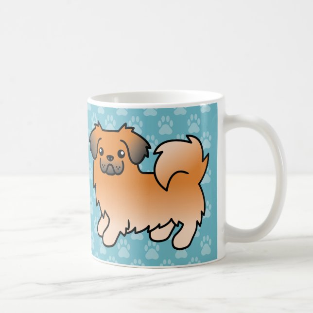 Caneca De Café Cachorro de desenho animado Tibetan Spaniel Sable  (Direita)