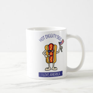 Caneca De Café Cachorro de Dígidade Quente 4 de julho Picnic de C
