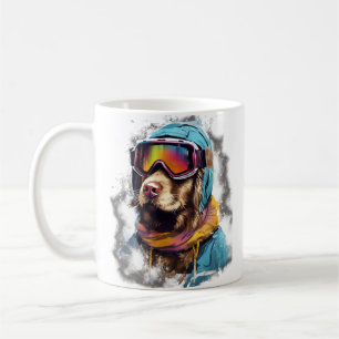 Caneca De Café Cachorro de Esqui em Óculos de Esqui  2