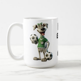 Caneca De Café Cachorro de Futebol Engraçado com Nome e Texto Per