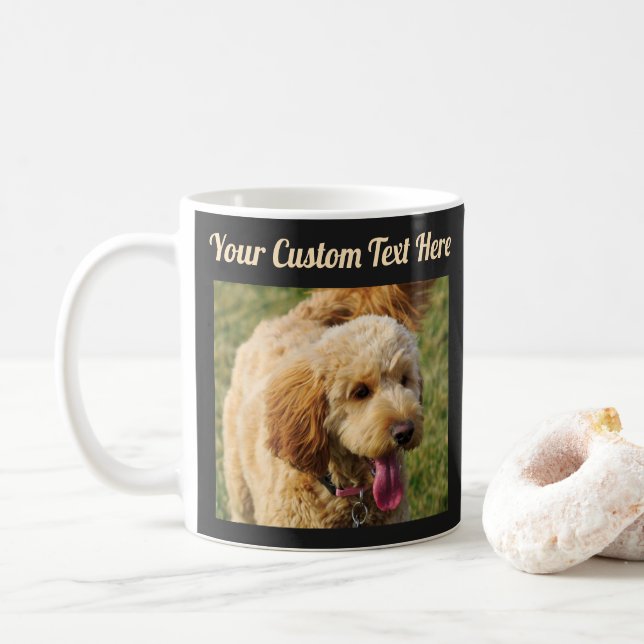 Caneca De Café Cachorro de Goldendoododododododododododle de Mens (Com Donut)