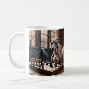 Caneca De Café Cachorro De Greyhound, Italiano, Jogando Xadrez