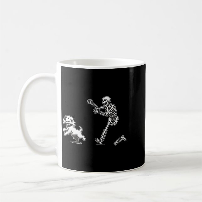 Caneca De Café Cachorro de Halloween Engraçado Esqueleto Esquelet (Esquerda)