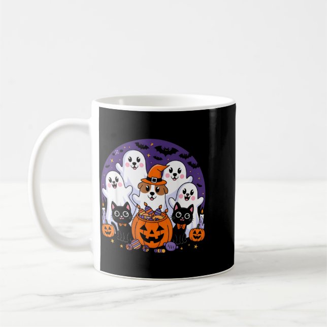 Caneca De Café Cachorro de Halloween Fantasma Cachorro de Hallowe (Esquerda)