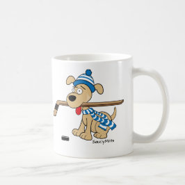 Caneca De Café Cachorro de Hockey com Cartoon