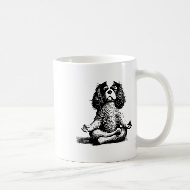 Caneca De Café Cachorro de Ioga Spaniel King Charles Cavalier Vin (Direita)