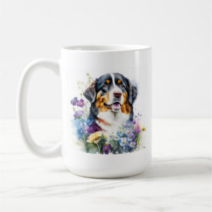 Caneca De Café Cachorro de Montanha Bernese com Flores