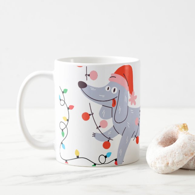 Caneca De Café Cachorro de Natal Bobo (Com Donut)