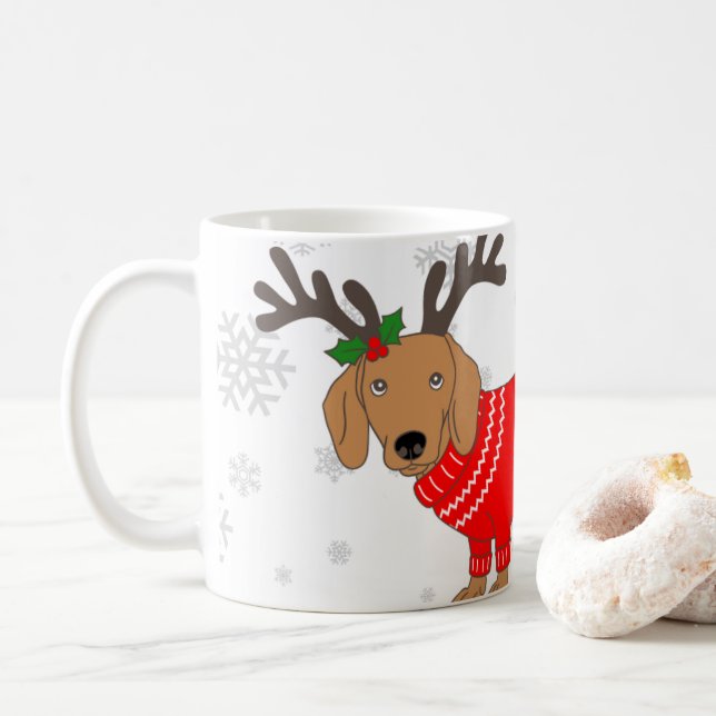 Caneca De Café Cachorro de Natal Fofo (Com Donut)