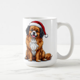 Caneca De Café Cachorro de Natal Fofo Usando um Chapéu de Papai N