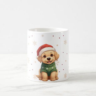 Caneca De Café Cachorro de Natal Kawaii Fofo - Design de Natal de