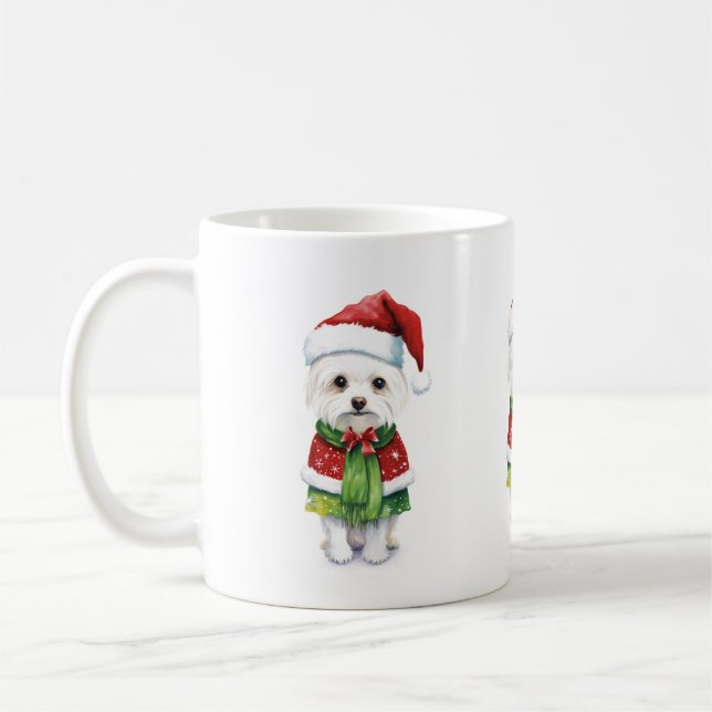 Caneca De Café Cachorro de Natal, Papais noeis Cachorro Feriado F (Esquerda)