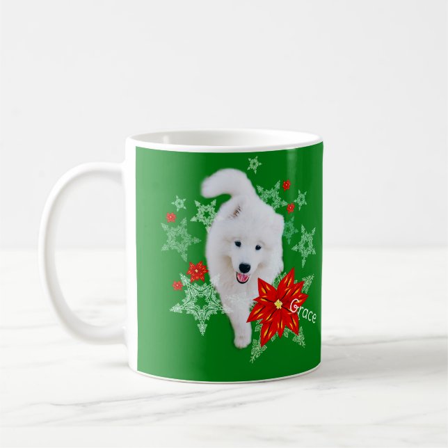 Caneca De Café Cachorro de Natal Samoyed personalizado (Esquerda)