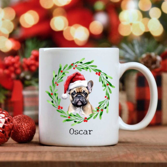 Caneca De Café Cachorro de Natal Tan Frenchie - Pet Francês Buldo (Criador carregado)