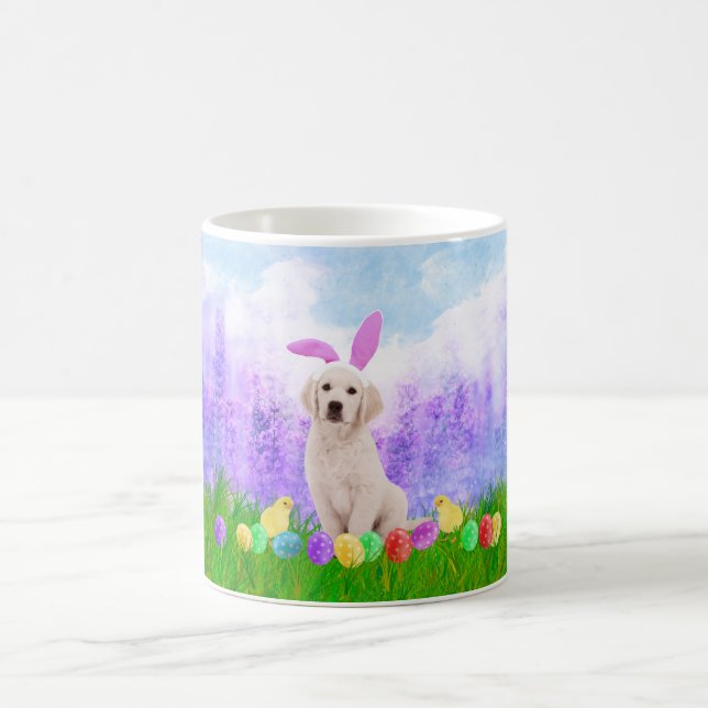 Caneca De Café Cachorro de ouro com Pintinhos de coelhinhos de ov (Centro)