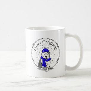 Caneca De Café Cachorro de Ovelino Inglês (Cinza 1), de cor azul-