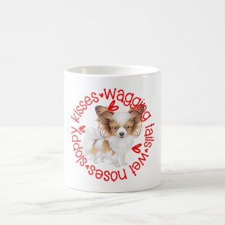 Caneca De Café Cachorro de Papillon, beijos desleixados